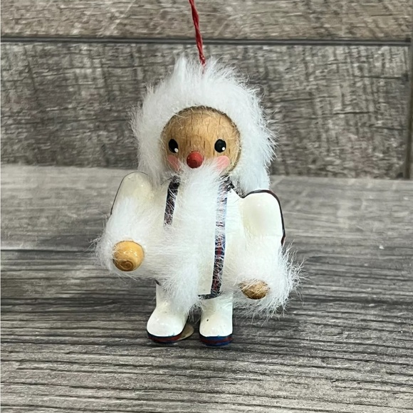 Snow Baby Kathe Wohlfahrt Wood Fur Trim West Germany Eskimo Christmas Ornament - Picture 6 of 12